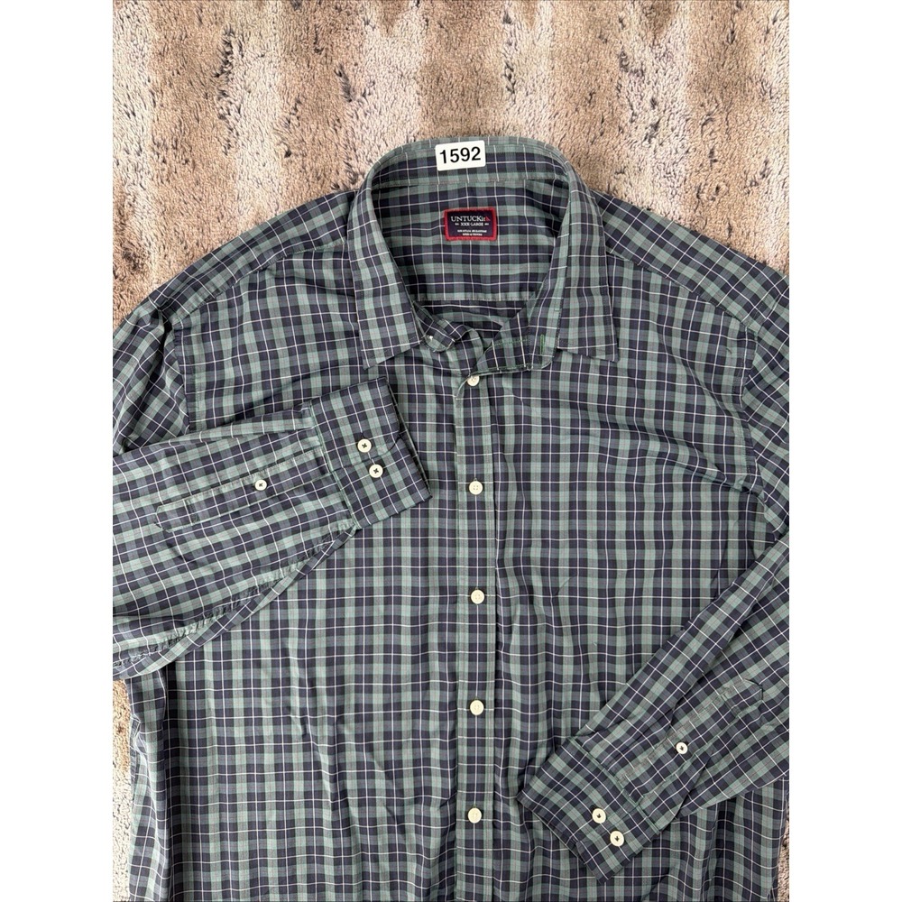 UNTUCKit Gangard Slim Fit Plaid Button Down Shirt Mens Performance 3XL
